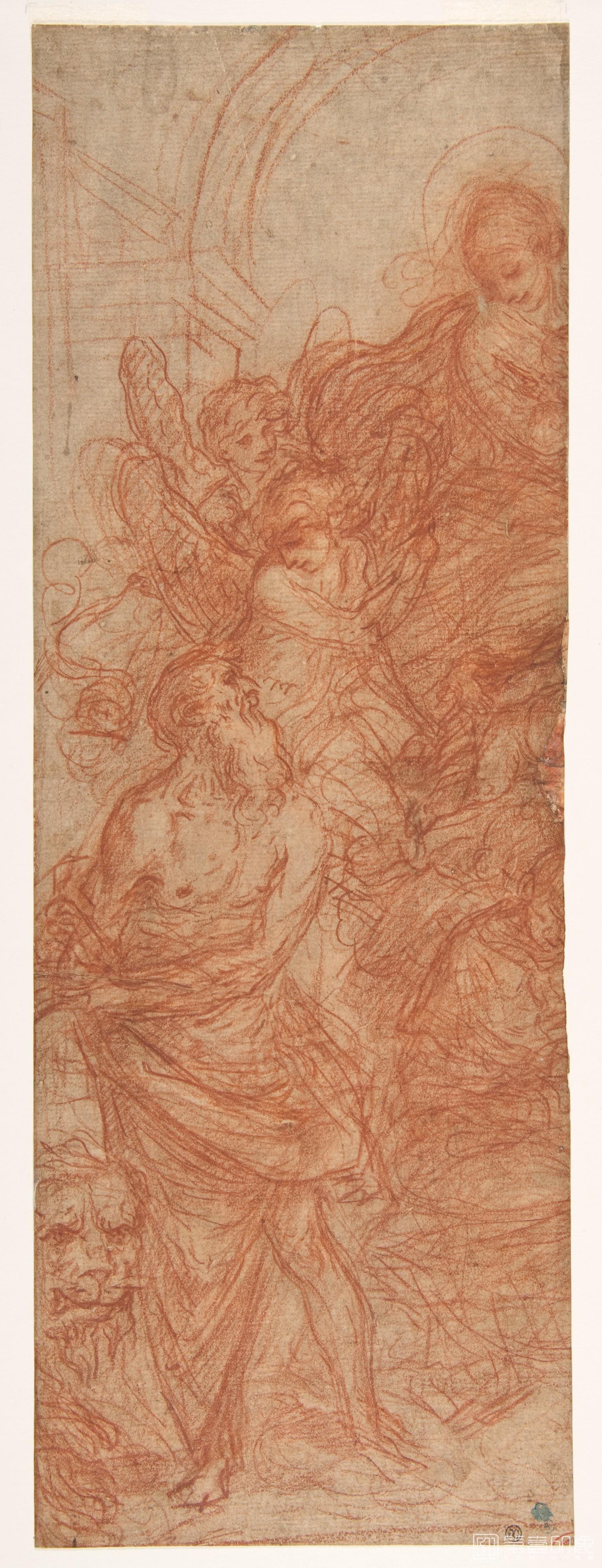 素描-美国纽约大都会美术馆素描藏画-Flaminio TorreThe Virgin Appearing to Saint Jerome-0617